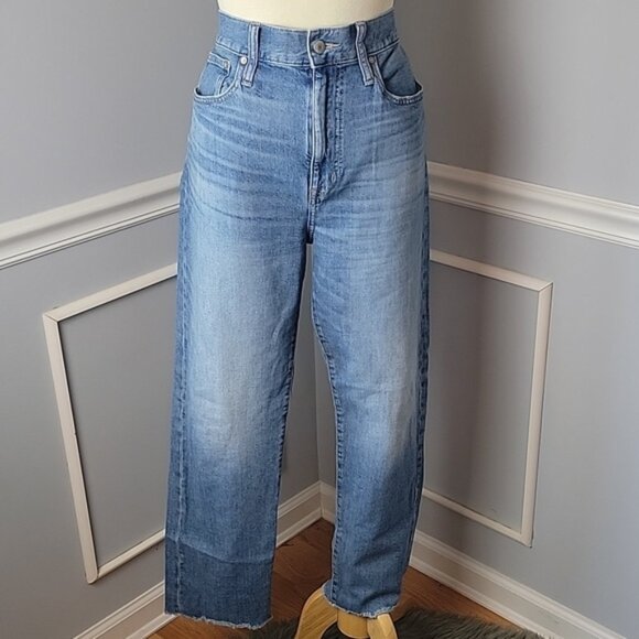 POINT SUR DENIM X J.CREW High-Rise Slim Boy Light Wash Raw Hem Jeans Size 30 - Picture 1 of 11